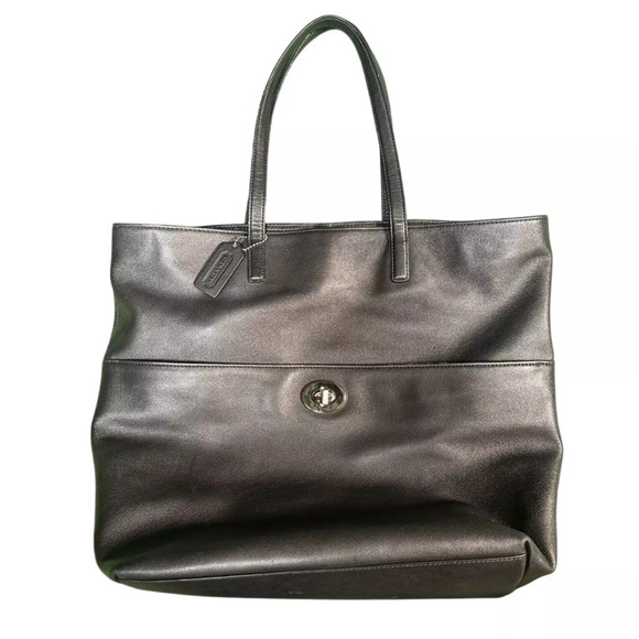 Coach Black Large Leather Tote - Picture 1 of 8